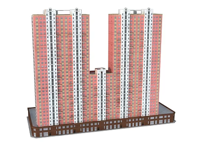 Modern residential high-rise 3d model