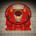 Traditional Chinese Red Architectural Structure With Horse Statues And Interior Screen Table 3d model
