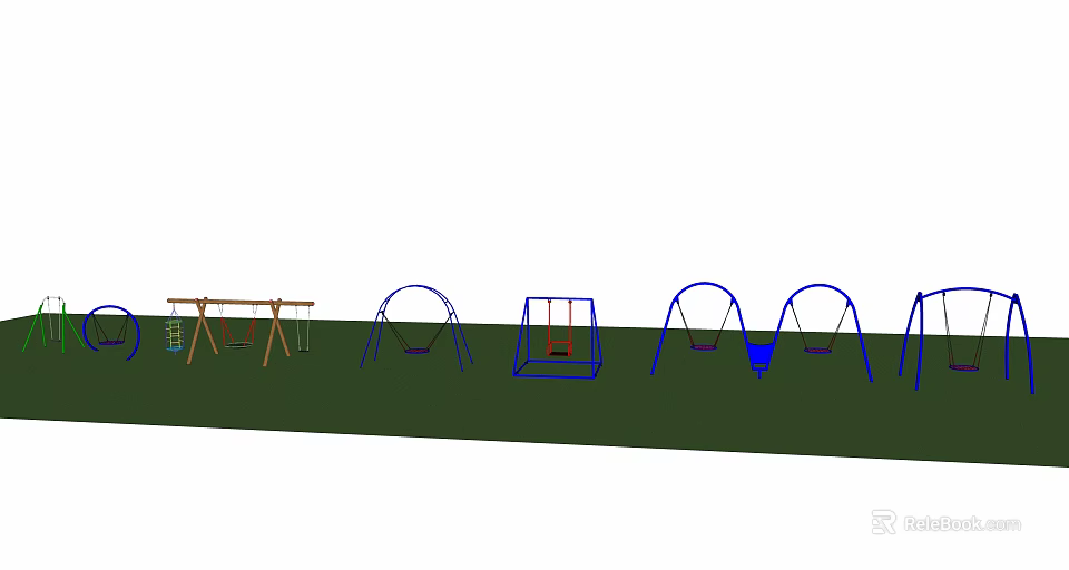Garden Ornaments Featuring Swings Climbing Frame And Outdoor Play Elements 3d model 