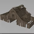Old Dilapidated Wooden Barn With Exposed Roof Structure And Plank Walls