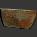 Ancient Rustic Square Clay Artifact With Handle And Central Hole Worn Surface
