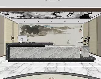 New Chinese Reception Desk 3d model