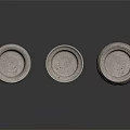 Three Handmade Textured Ceramic Vases On Black Smooth Surface With Reflection