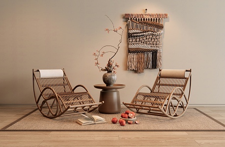 Rocking Chair Recliner Leisure Chair Wall Decorations Pendant Outdoor Recliner Outdoor Chair Leisure Table and Chair 3d model