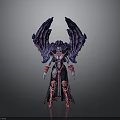 Woman With Purple Pink Wings In Ornate Outfit And Armor Elements Standing