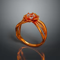 Gold Ring With Floral Design And Central Diamond For Fashion Accessory