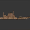 Ancient Architectural Ruins 3D Model With Brown Stone Platforms And Towers