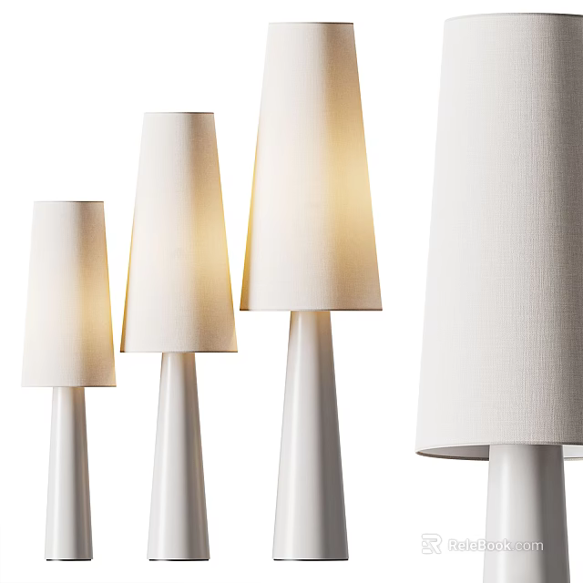 Modern White Floor Lamps With Fabric Shades And Different Heights For Home Decor 3d model 