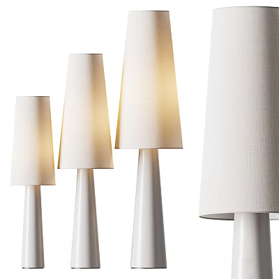 Modern White Floor Lamps With Fabric Shades And Different Heights For Home Decor 3d model