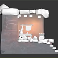 Modern 3D Stone Interior Scene With Steps Table And Decorative Elements