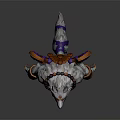 Wolf Headed Monster Game Character With Red Horns Purple Armor And Clawed Feet