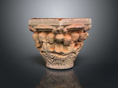 Beautiful Natural Landscape With Ancient Stone Carvings And Human Figures 3d model