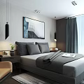 Elegant Modern Apartment Living Room With Sofa Coffee Table Staircase Pendant Lights And Artwork