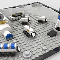 Building Blocks Space Scene Creation Featuring Rocket Lunar Surface Rover And Moon Base 3d model