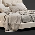Modern Double Bed With Multiple Decorative Pillows Soft Blanket And Side Table