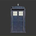 Vintage Blue Police Box Model Featuring Classic Design And Illuminated Windows