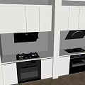 Sleek Modern Kitchen Featuring White Cabinets Black Appliances Stove Oven And Range Hood