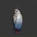 Furry Fantasy Creature Design With White Fur Blue Antlers Pink Paws And Glowing Spots
