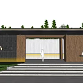 Modern Garden Landscape Entrance Design With Wooden Walls Steps And Lawn