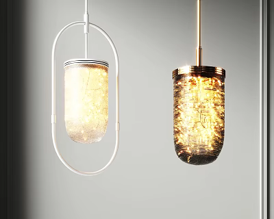 Modern Pendant Lights With White And Gold Frames Glass Shades And Filament Details 3d model