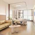 Modern Hospital Outpatient Clinic Comfortable Space With Beds And Sofas