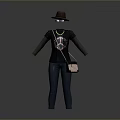 Everyday Lifestyle Essentials with Black T shirt Jeans Brown Hat Sunglasses and Pink Bag
