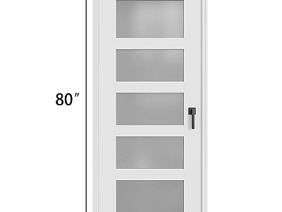 White Front Door With Glass Panels And 80 Inch Height Classic Design 3d model