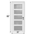 White Front Door With Glass Panels And 80 Inch Height Classic Design