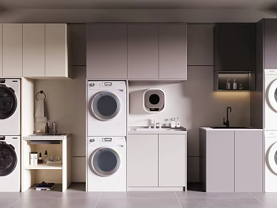 Modern White And Gray Bathroom Cabinet Rack With Storage And Appliances 3d model