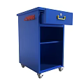 Blue Mobile Storage Cart With Drawer And Shelves On Wheels