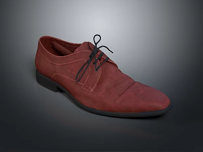 Fashionable Red Leather Shoes For Men Featuring Classic Laces And Sleek Design 3d model