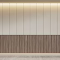 Illuminated Modern Wall Paneling With Light Upper And Dark Wooden Lower Sections 3d model