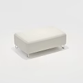 Light Colored Leather Ottoman With Modern Minimalist Design And Metal Legs