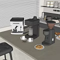 Modern Kitchen Counter With Coffee Machine Grinder And Daily Appliances
