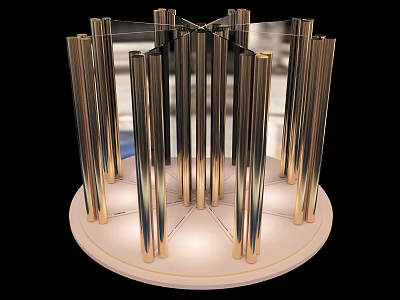 Elegant Modern Display Shelf With Metallic Columns Circular Base And Soft Lighting For Luxury Items 3d model
