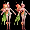 Vibrant Game Movie Characters With Floral Leaf Decor And Elegant Tassel Costumes