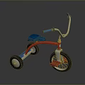 Vibrant Tricycle Design With Blue Seat Red Frame White Handlebars And Black Wheels