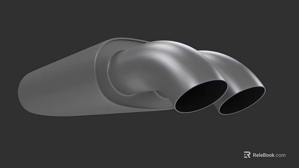 Car Dual Exhaust Pipe Design With Silver Finish And Sporty Look 3d model 