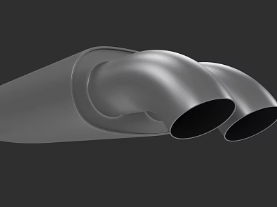 Car Dual Exhaust Pipe Design With Silver Finish And Sporty Look 3d model