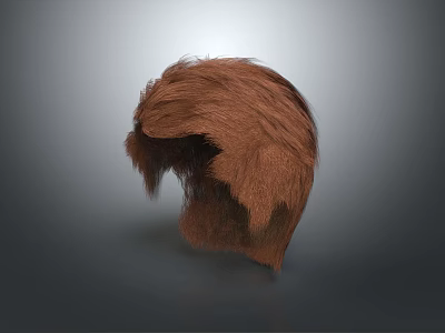 Realistic Brown Human Hair Design For Head Organ Model With Natural Texture 3d model