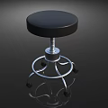 Black Seat Adjustable Height Bar Stool With Silver Metal Base And Wheels 3d model