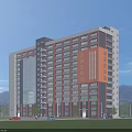 Multi Storey Industrial Factory Building With Red Brick Facade Glass Curtain Wall And Landscaped Surroundings