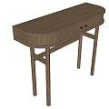 Modern Walnut Console Table With Curved Top Single Drawer And Slim Legs 3d model