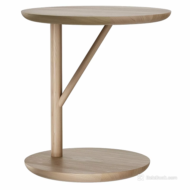 Modern Wooden Functional Table With Round Top And Sturdy Triangular Support Legs 3d model 