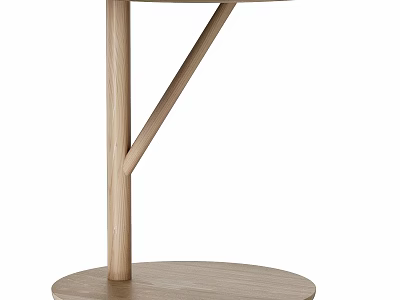 Modern Wooden Functional Table With Round Top And Sturdy Triangular Support Legs 3d model