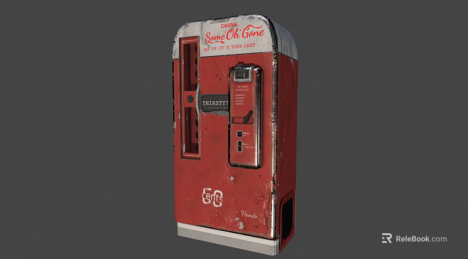 Vintage Red Commercial Gas Pump Equipment With Retro Service Station Design 3d model 