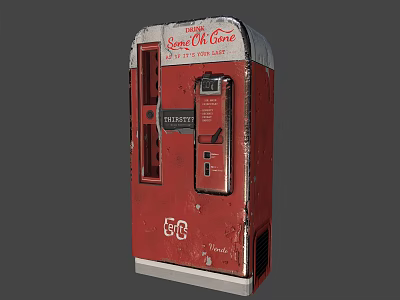 Vintage Red Commercial Gas Pump Equipment With Retro Service Station Design 3d model