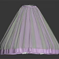Flared Pleated Skirt With Pink And Green Stripes And Pink Hem Design