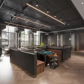 Stylish Modern Hot Pot Restaurant Interior With Dining Tables Leather Seats And Decorative Plants