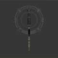 Futuristic 3D Mechanical Device With Circular Ring And Black Yellow Accents
